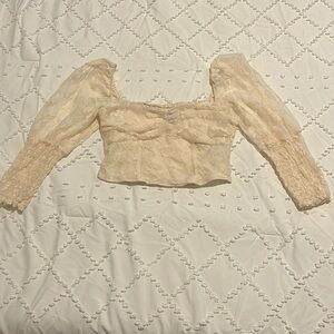 H&M Divided Cream Lace Blouse, Size S